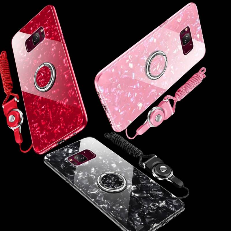 Phone Case Tempered Glass Magnetic Finger Ring Stand for Huawei Mobile Back Cover
