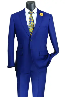 Vinci Men's Light Windowpane 2 Piece Modern Fit Suit