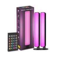 USB LED Ambient Light, Rectangle Shaped Music Sync RGB Ambient Table LED Light, Room Lights for Bedroom, Brightness Adjustabl...