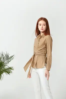 Wrapped Shirt - Camel | Size: S