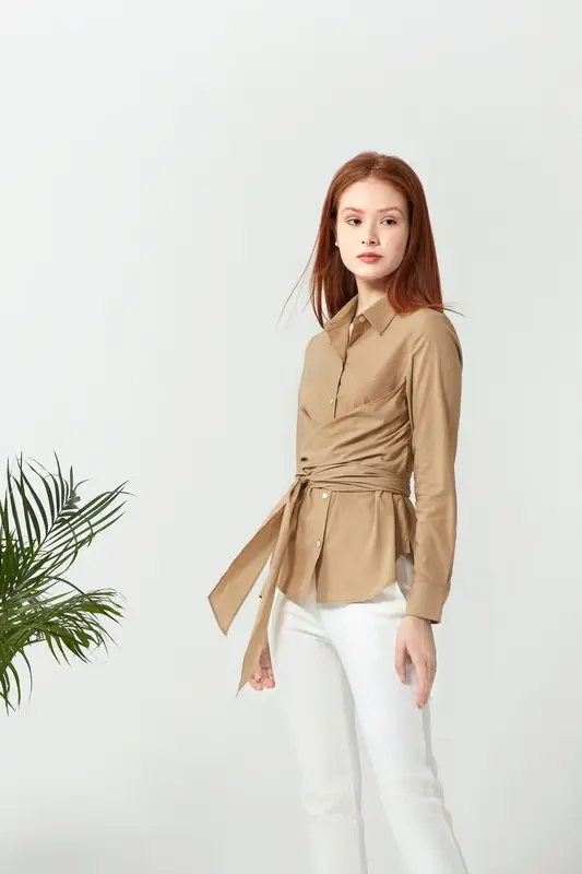 Wrapped Shirt - Camel | Size: S