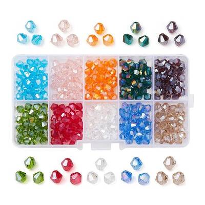 400Pcs 10 Colors Electroplate Glass Beads Strands
