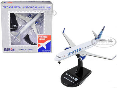 Boeing 737-800 Next Generation Commercial Aircraft United Airlines 1/300 Diecast Model Airplane by Postage Stamp