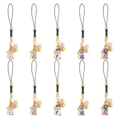 10Pcs 5 Styles Alloy Enmal Pendant Decorations