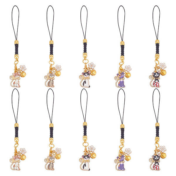 10Pcs 5 Styles Alloy Enmal Pendant Decorations
