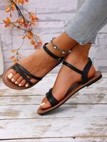 Women's Fashionable Plain Color Slingback Sandals, Casual Open Toe Boho Sandals for Summer, Lightweight Breathable Comfortabl...