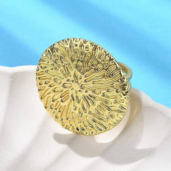 Flat Round Brass Cuff Rings for Women
