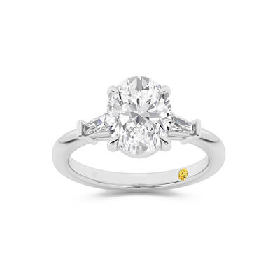 Valentina Tapered Baguette Lab Grown Three Stone Oval Shaped Diamond Engagement Ring |14K White Gold 2 3/4 CT. TW.