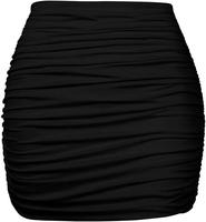 Women's Sexy High Waist Solid Tight Ruched Bodycon Mini Club Skirt with Streetwear Style Ruched Clothing