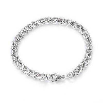 Tarnish Resistant 304 Stainless Steel Wheat Chain Bracelets
