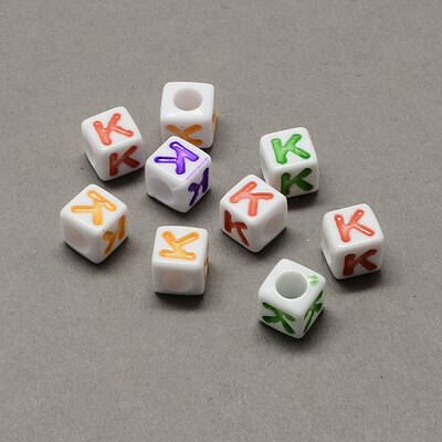 Large Hole Colorful Acrylic Letter European Beads