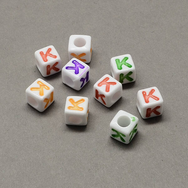 Large Hole Colorful Acrylic Letter European Beads