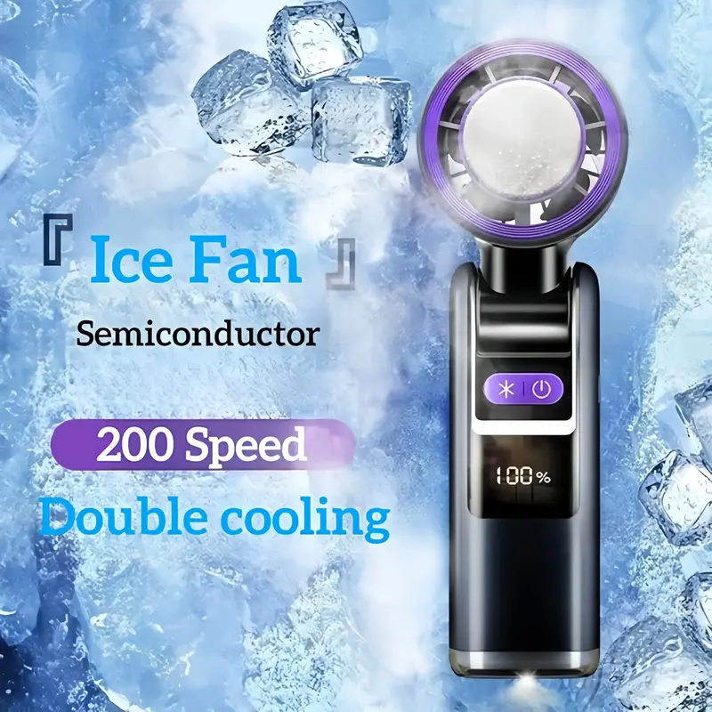 【NEW】Turbo Fan with Digital Display – Handheld, Desktop, Ice Cool Plate, 5 Speeds & Compact Rechargeable Design, Pedest...