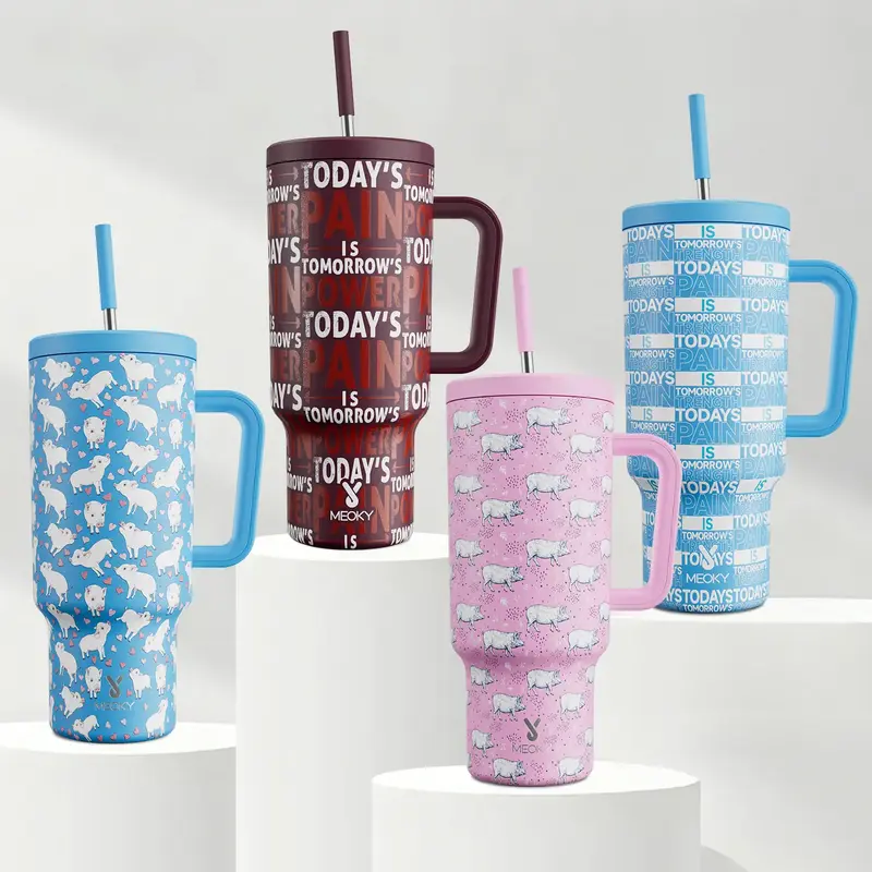 【MEOKY】40oz Tumbler,Stainless Steel Thermos Cup,Keeps Drinks Hot&Cold,Food Safe,Non-Slip Base,Easy-Clean,Fits Car Cup Hol...