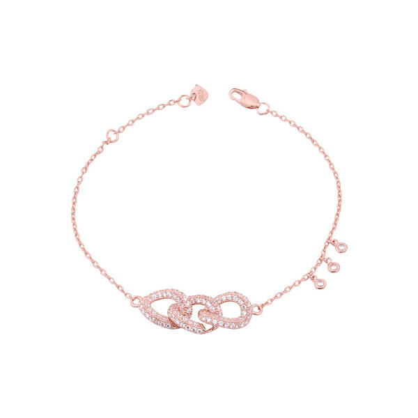 925 Sterling Silver Cubic Zirconia Three-Ring Charm Bracelet