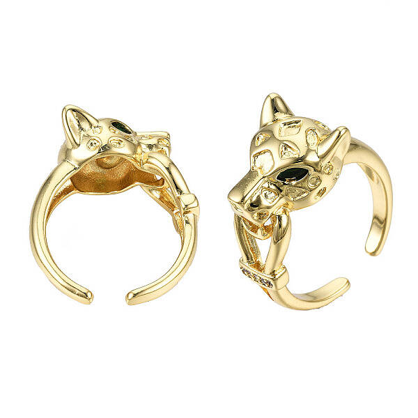 Cubic Zirconia Leopard Open Cuff Rings