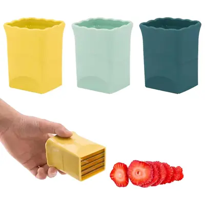 Strawberry Slicer, Multifunctional Cup Shaped Fruit Slicer for Banana Egg Sausage, Handheld Fruit Tools for Kitchen