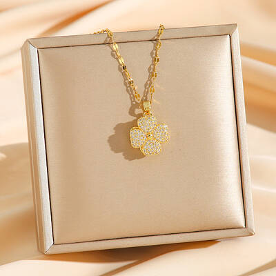Brass Crystal Rhinestone Rotatable Pendant Necklaces