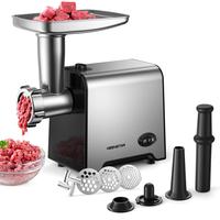 Electric Meat Grinders, Sausage Stuffer Maker 450W(3000W Max) Food Grinder with Blade & 3 Plates,Tubes & Kubbe Kit,Stainless ...