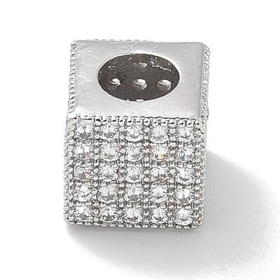 Rack Plating Brass Micro Pave Cubic Zirconia Beads