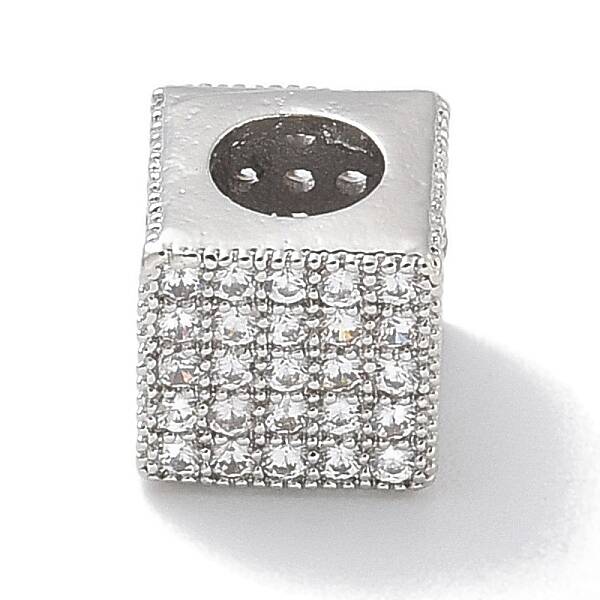 Rack Plating Brass Micro Pave Cubic Zirconia Beads