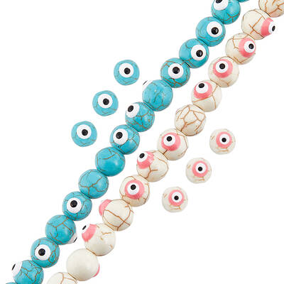 100Pcs 2 Colors Synthetic Turquoise Enamel Beads Strands