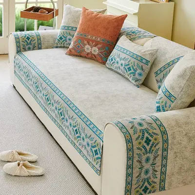 Floral Pattern Sofa Cover, 1 Count Non-slip Sofa Towel, Sofa Protector, Dustproof Sofa Cover, Home Decor Supplies