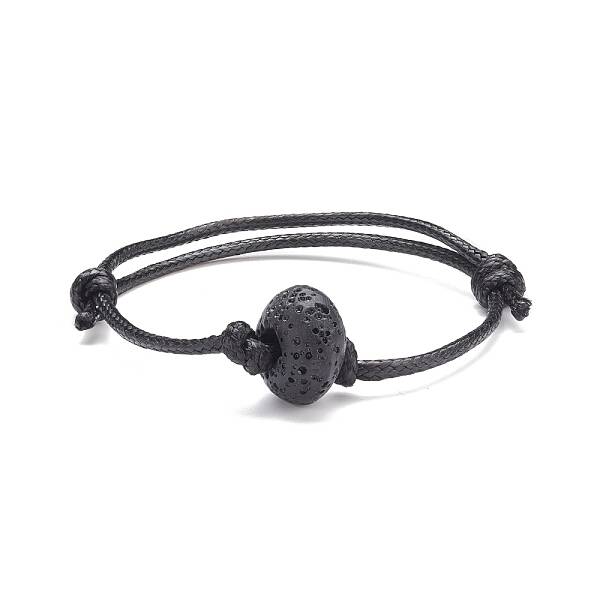 Natural Lava Rock Beaded Cord Bracelet