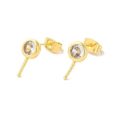 Brass Micro Pave Cubic Zirconia Studs Earrings Findings