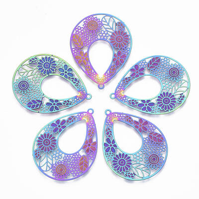 Ion Plating(IP) 304 Stainless Steel Filigree Pendants