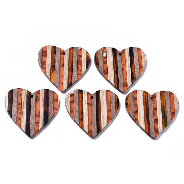 Stripe Resin & Walnut Wood Pendants