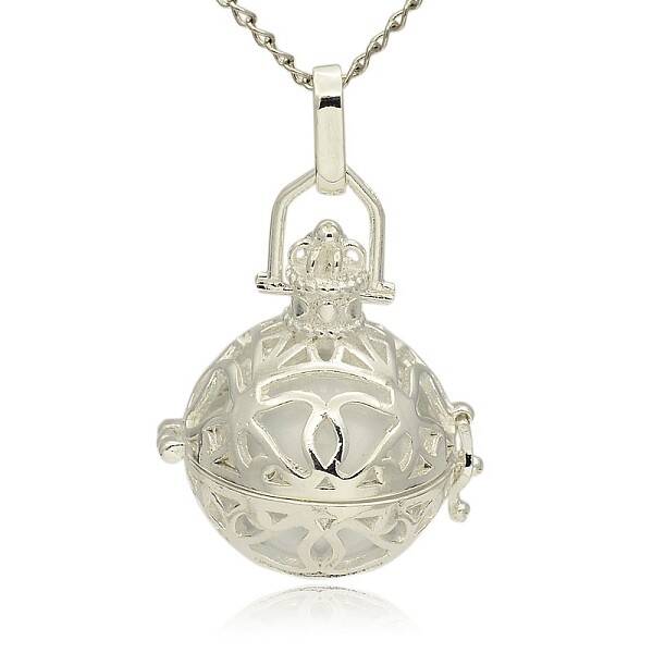 Silver Color Plated Brass Hollow Round Cage Pendants
