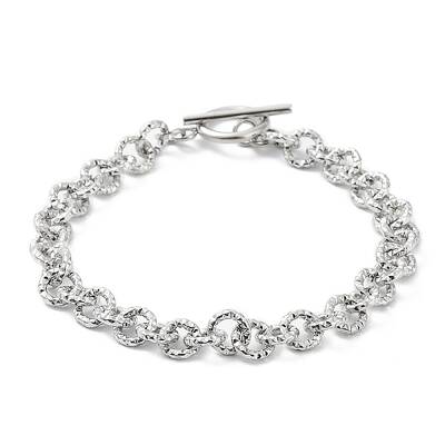 Non-Tarnish 304 Stainless Steel Textured Rolo Chain Bracelet