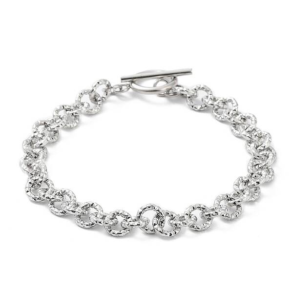 Non-Tarnish 304 Stainless Steel Textured Rolo Chain Bracelet