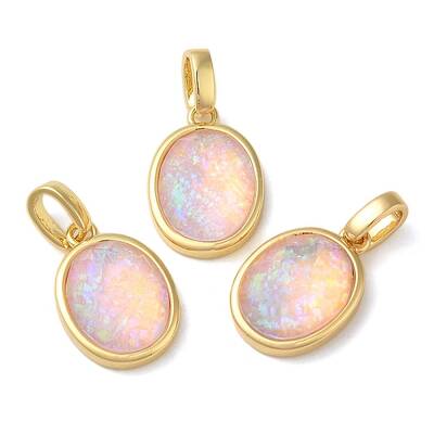 Rack Plating Brass with Synthetic Opal Pendants