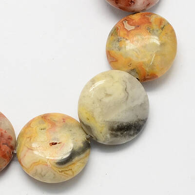 Flat Round Natural Crazy Lace Agate Beads Strands