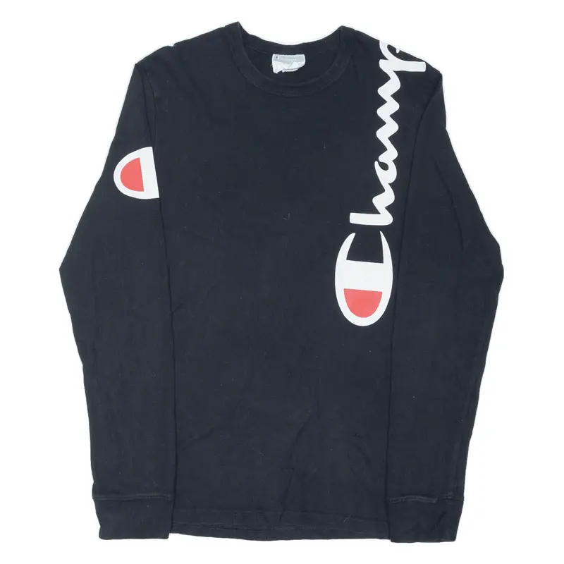CHAMPION T-Shirt Black Long Sleeve Mens S