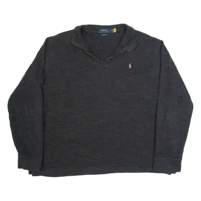 POLO RALPH LAUREN Estate Rib Mens Jumper Grey 1/4 Zip Tight Knit L