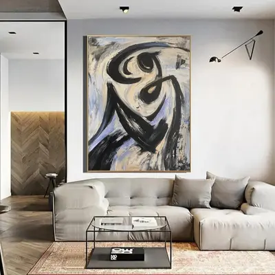 Original Abstract Beige Paintings on Canvas Contemporary Art Large Textured Black and White Wall Art Handmade Painting Creati...
