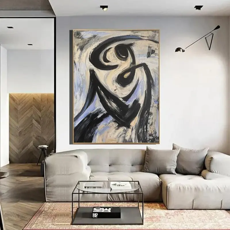 Original Abstract Beige Paintings on Canvas Contemporary Art Large Textured Black and White Wall Art Handmade Painting Creati...