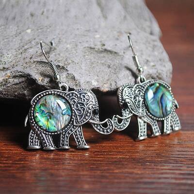 Natural Paua Shell Animal Dangle Earrings