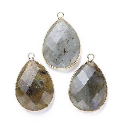 Faceted Natural Labradorite Pendants