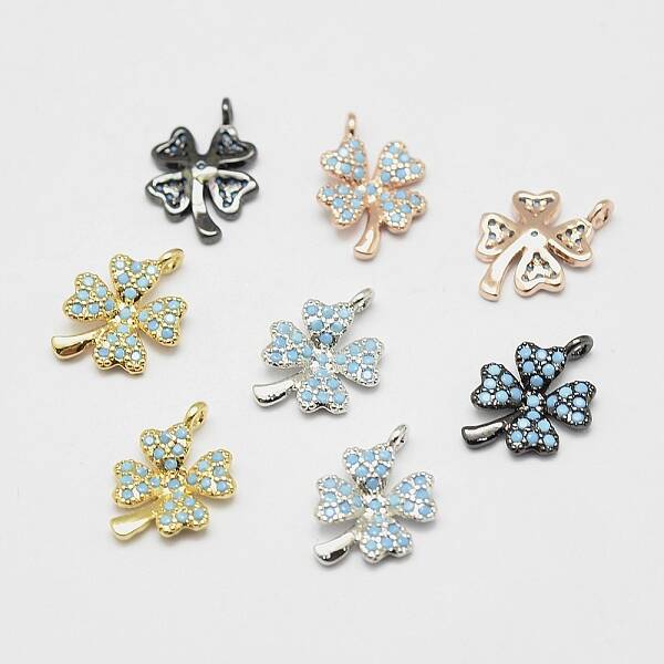 Brass Micro Pave Grade AAA Cubic Zirconia Charms