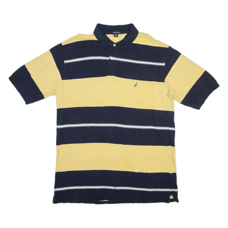 NAUTICA Mens Polo Shirt Yellow Striped XL