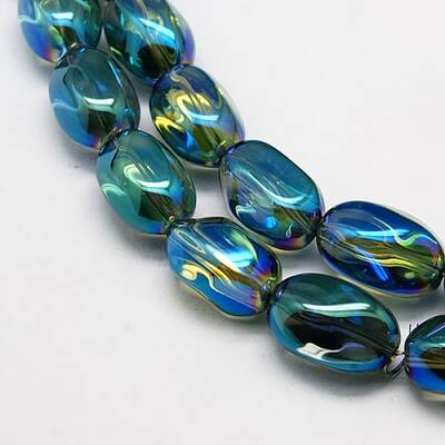 Full Rainbow Plated Crystal Glass Oval Beads Strands