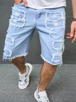 Men's Ripped Jean Shorts, Loose Casual Fashion Ripped Design Shorts for Daily Wear, Street Men's Baggy Bottoms for All Season...