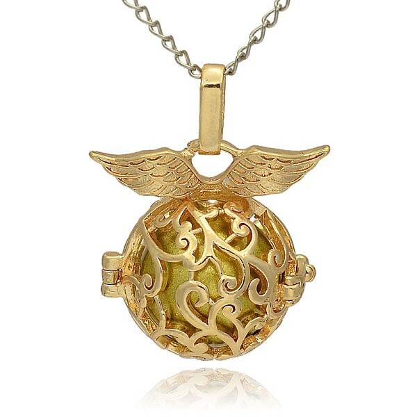 Golden Tone Brass Hollow Round Cage Pendants