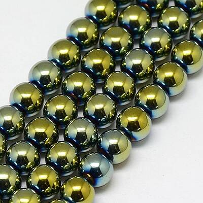 Electroplate Non-magnetic Synthetic Hematite Beads Strands