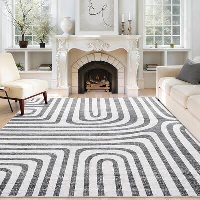 Garvee 10x13 Area Rugs Grey - Washable, Non-Slip Low-Pile Carpet for Living Room, Bedroom, Dining Room