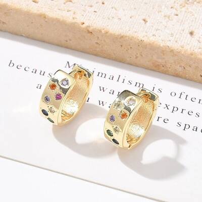 Brass Micro Pave Cubic Zirconia Hoop Earrings